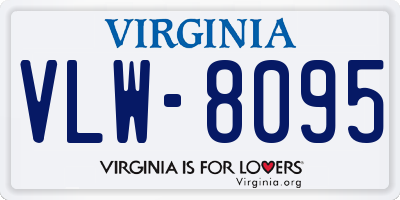 VA license plate VLW8095