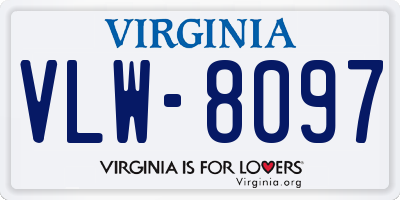 VA license plate VLW8097