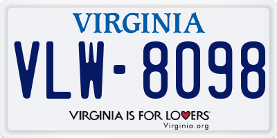 VA license plate VLW8098