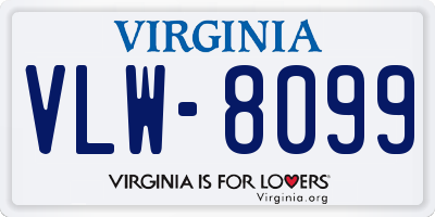 VA license plate VLW8099