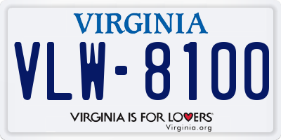 VA license plate VLW8100