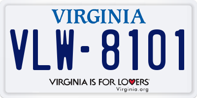 VA license plate VLW8101