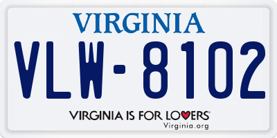 VA license plate VLW8102