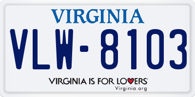 VA license plate VLW8103