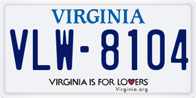 VA license plate VLW8104