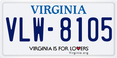 VA license plate VLW8105