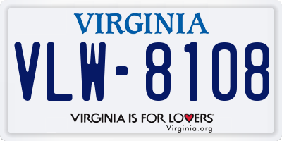 VA license plate VLW8108