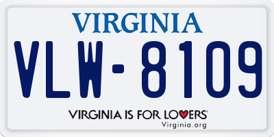 VA license plate VLW8109