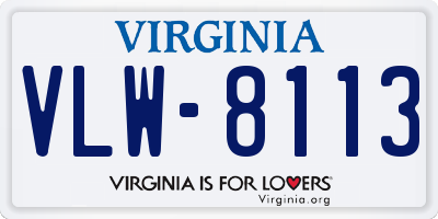 VA license plate VLW8113