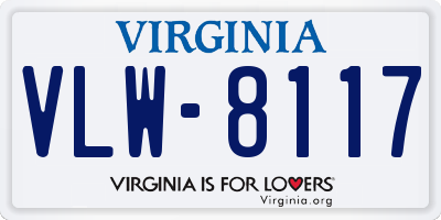 VA license plate VLW8117