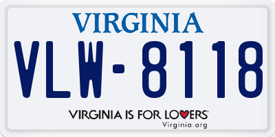 VA license plate VLW8118