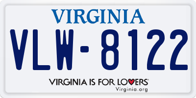 VA license plate VLW8122