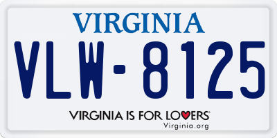 VA license plate VLW8125