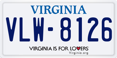 VA license plate VLW8126