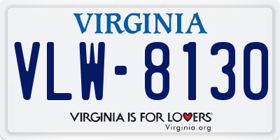 VA license plate VLW8130