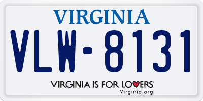 VA license plate VLW8131