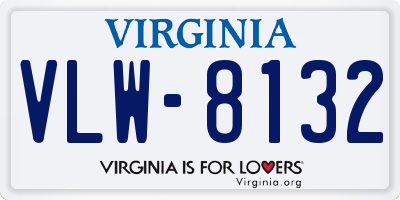 VA license plate VLW8132