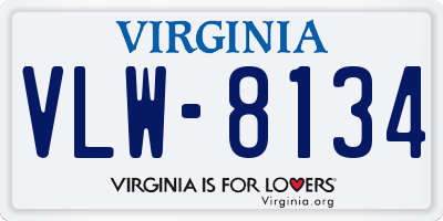 VA license plate VLW8134