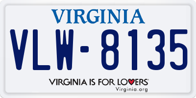 VA license plate VLW8135