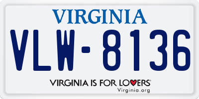 VA license plate VLW8136