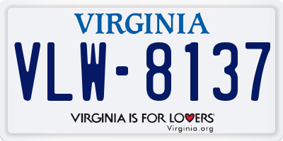 VA license plate VLW8137