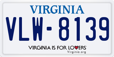 VA license plate VLW8139