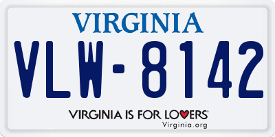 VA license plate VLW8142