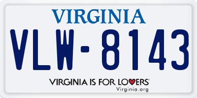 VA license plate VLW8143