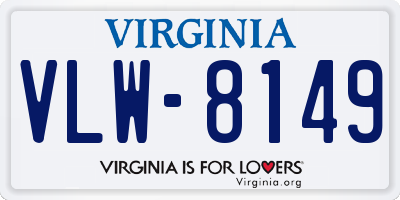 VA license plate VLW8149