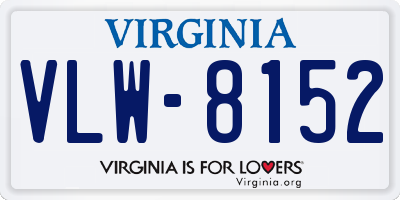 VA license plate VLW8152