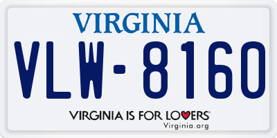 VA license plate VLW8160