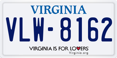 VA license plate VLW8162