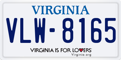 VA license plate VLW8165