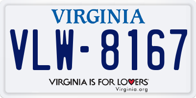 VA license plate VLW8167