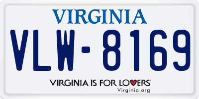 VA license plate VLW8169