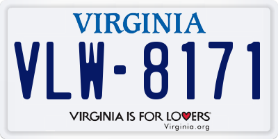 VA license plate VLW8171