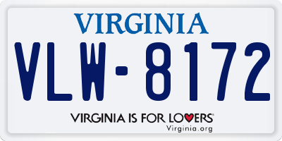 VA license plate VLW8172