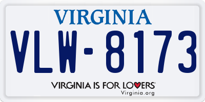 VA license plate VLW8173