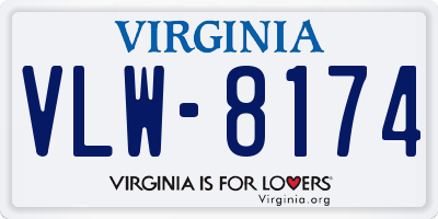 VA license plate VLW8174