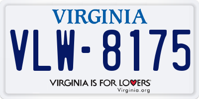 VA license plate VLW8175