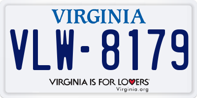 VA license plate VLW8179