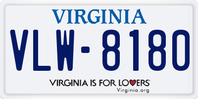 VA license plate VLW8180