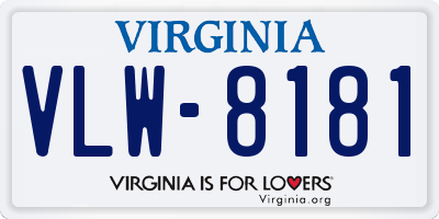 VA license plate VLW8181