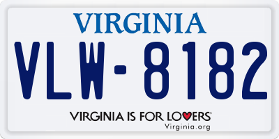 VA license plate VLW8182