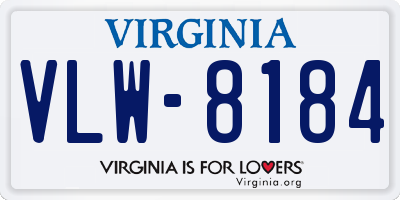 VA license plate VLW8184