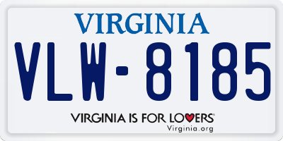 VA license plate VLW8185