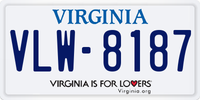 VA license plate VLW8187