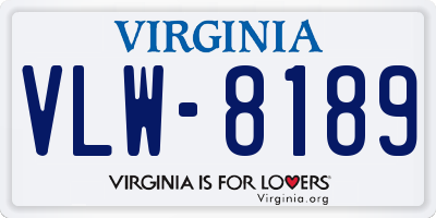 VA license plate VLW8189