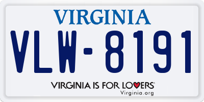 VA license plate VLW8191