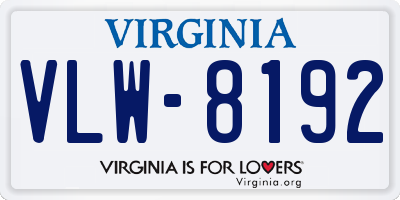 VA license plate VLW8192